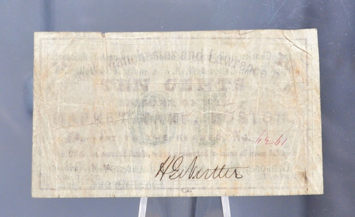 1862 Concord, Manchester & Lawrence Railroad 10 Cents Scrip - Nov 1st, 1862 - Rare Civil War New Hampshire Railroad Obsolete Ten Cent Note