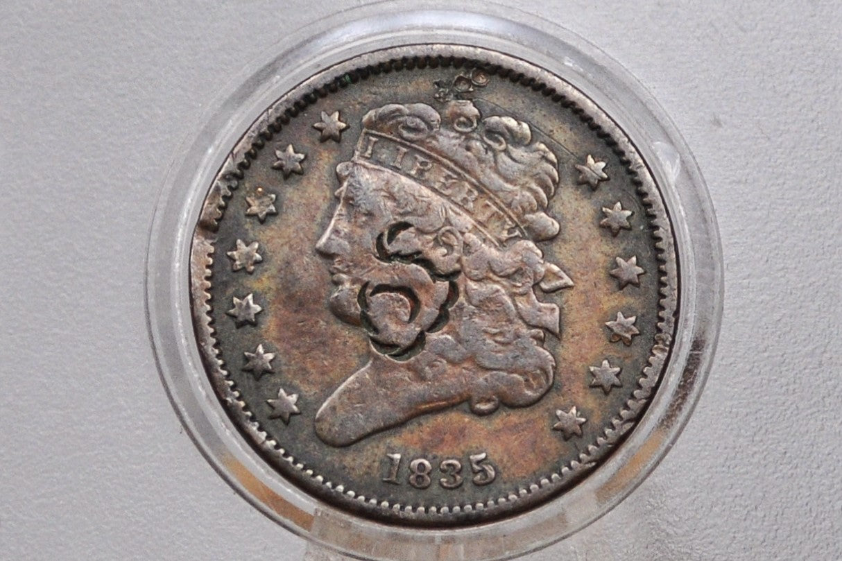 1835 Half Cent - VF Details, Damaged - Classic Head Half Cent - 1835 Classic Head Cent - 1835 Half Penny
