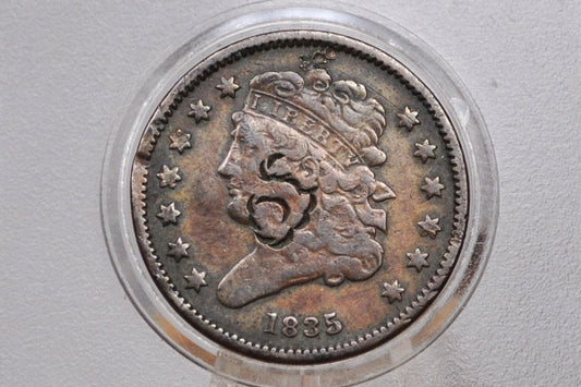 1835 Half Cent - VF Details, Damaged - Classic Head Half Cent - 1835 Classic Head Cent - 1835 Half Penny