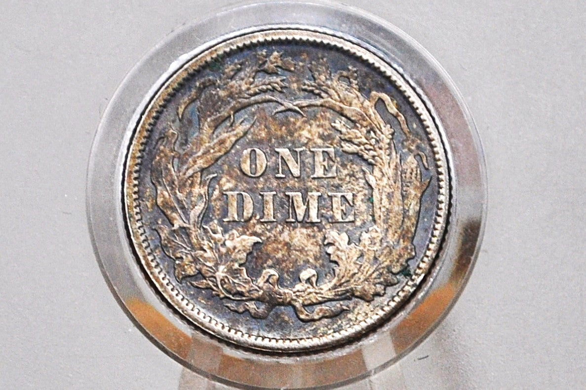 1887 Seated Liberty Dime - AU (About Uncirculated) Grade / Condition, Toned - 1887 Silver Dime / 1887 Liberty Seated Dime - US Historic Coin