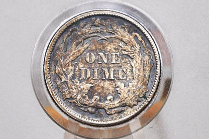 1887 Seated Liberty Dime - AU (About Uncirculated) Grade / Condition, Toned - 1887 Silver Dime / 1887 Liberty Seated Dime - US Historic Coin