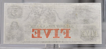 1800s Salmon Falls Bank 5 Dollar Obsolete Note - Uncirculated Remainder - Rollinsford New Hampshire - 1860s Salmon Falls Five Dollars Note