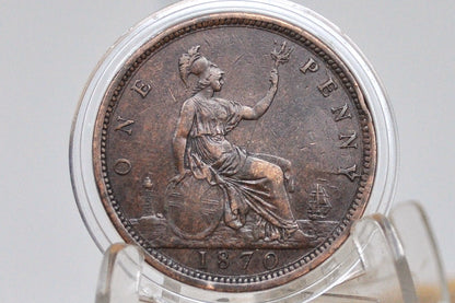 1870 Great Britain One Penny - XF (Extremely Fine) - UK Penny 1870 Queen Victoria Penny - Bronze