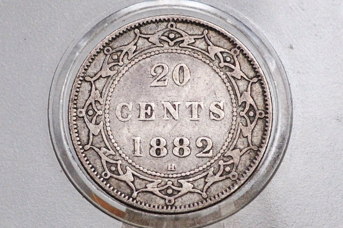 1882 Newfoundland 20 Cent Coin - VF Details, Scratched - Queen Victoria - Twenty Cents Newfoundland 1882