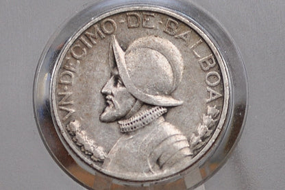 Rarer 1933 Panama 1/10 Balboa - Great Condition - Silver Tenth Balboa Coin 1933 Panama, Only 100,000 Made