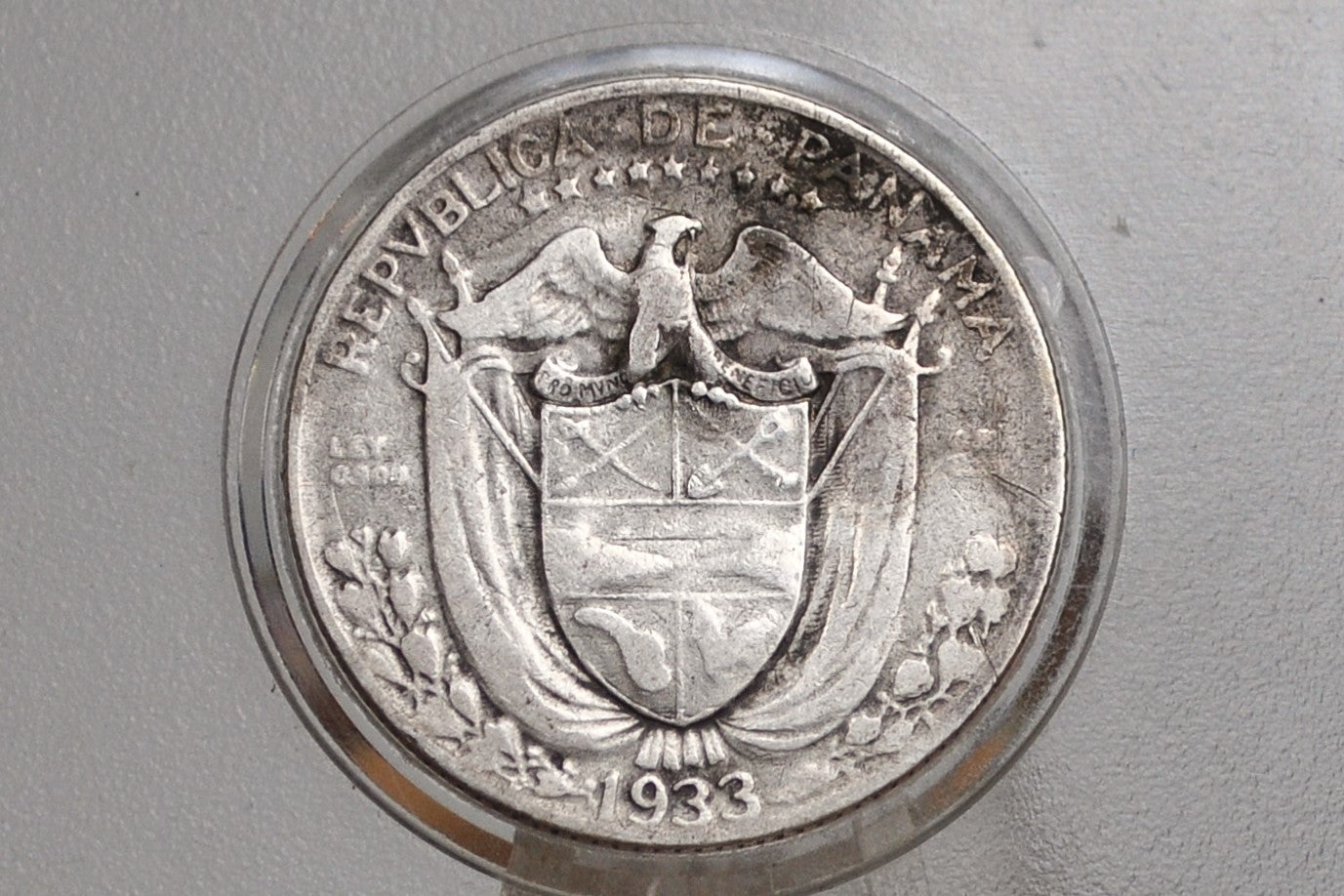 Rarer 1933 Panama 1/4 Balboa - Great Condition - Silver Quarter Balboa Coin 1932 Panama, Only 120,000 Made!