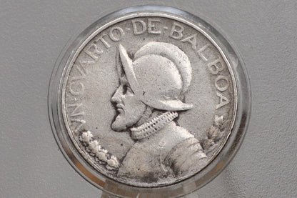 Rarer 1933 Panama 1/4 Balboa - Great Condition - Silver Quarter Balboa Coin 1932 Panama, Only 120,000 Made!