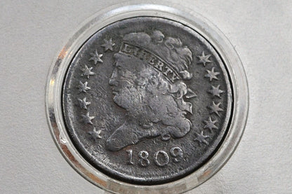 1809 Half Cent - VF Details - 1809 Classic Head Half Cent - 1809 Half Cent - Great / Affordable Coin