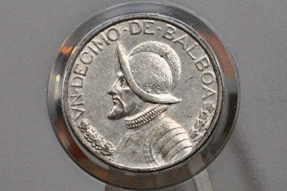 1947 Panama 1/10 Balboa - Choice AU - Silver Tenth Balboa Coin 1947 Panama