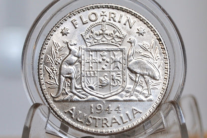 1944-S Australian Silver Florin - Uncirculated Grade/Condition - 1944S Florin Australia 1944 S 2 Shillings 1944 - Great Coin! Silver Florin