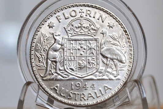 1944-S Australian Silver Florin - Uncirculated Grade/Condition - 1944S Florin Australia 1944 S 2 Shillings 1944 - Great Coin! Silver Florin