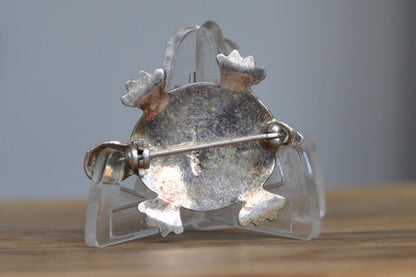 Blue Turtle Mexican Taxco Abalone Shell Pendant/Brooch made from .925 Sterling Silver - Abalone Shell Pendant/Brooch in .925 Sterling Silver, Handmade in Taxco, Mexico Turquoise Turtle