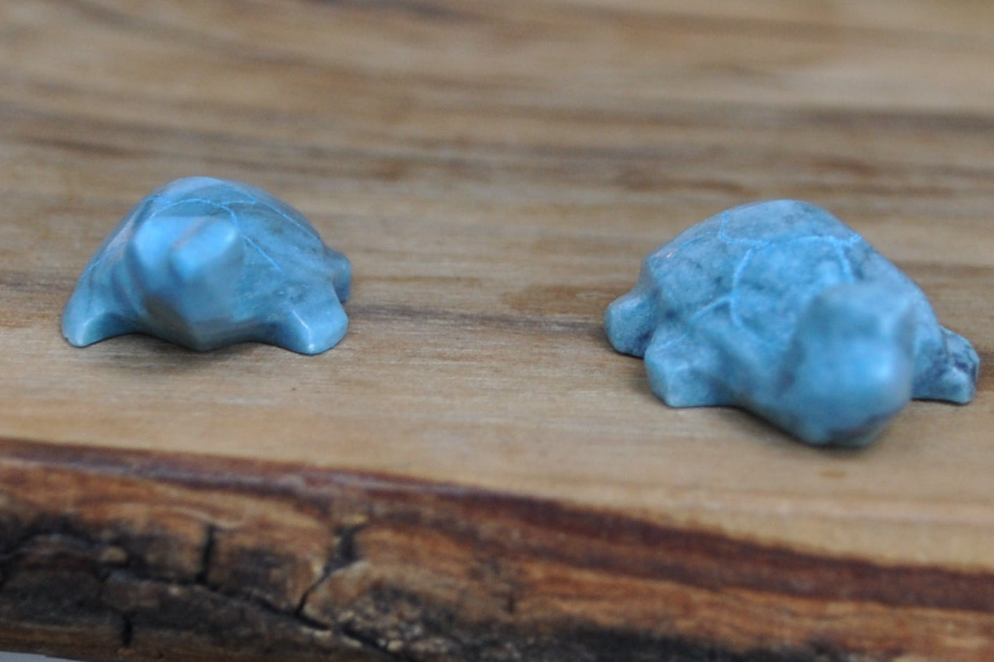 Carved set of 2 Amazonite Crystal Turtle Figurines - Amazonite Turtle Carved Crystal set of two - Mother and Child Turtles Amazonite Figurines set