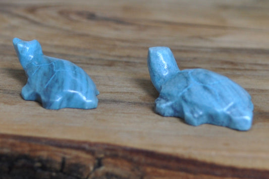Carved set of 2 Amazonite Crystal Turtle Figurines - Amazonite Turtle Carved Crystal set of two - Mother and Child Turtles Amazonite Figurines set