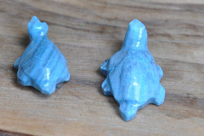 Carved set of 2 Amazonite Crystal Turtle Figurines - Amazonite Turtle Carved Crystal set of two - Mother and Child Turtles Amazonite Figurines set