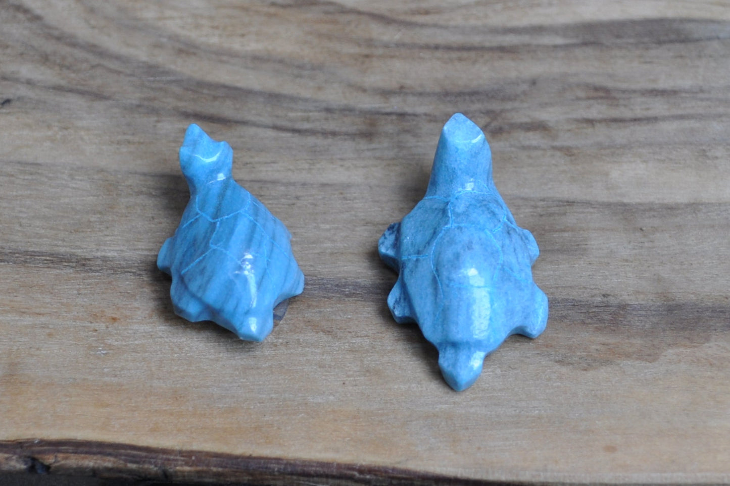 Carved set of 2 Amazonite Crystal Turtle Figurines - Amazonite Turtle Carved Crystal set of two - Mother and Child Turtles Amazonite Figurines set