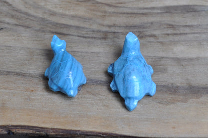 Carved set of 2 Amazonite Crystal Turtle Figurines - Amazonite Turtle Carved Crystal set of two - Mother and Child Turtles Amazonite Figurines set