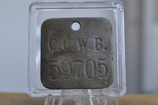 Brass Employee Tag for the American Railway Company - American Railway Co. Employee Tag Tool Check - C.C.W.B. 59705 American Railway Co.