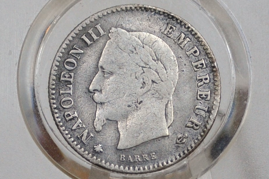 1867 French 20 Centimes - Silver - Napoleon III France Twenty Centimes 1867BB - Napoleon the 3rd