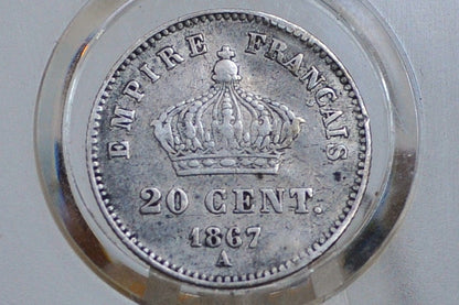 1867 French 20 Centimes - Silver - Napoleon III France Twenty Centimes 1867BB - Napoleon the 3rd