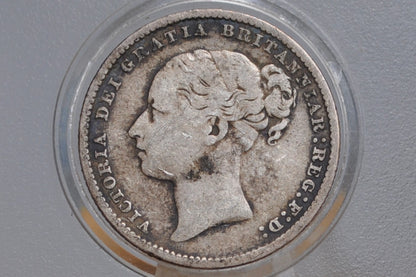 1885 Great Britain Silver 1 Shilling UK One Shilling 1885 - VG/F Grade - Queen Victoria - Old Silver Shilling