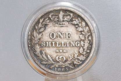 1885 Great Britain Silver 1 Shilling UK One Shilling 1885 - VG/F Grade - Queen Victoria - Old Silver Shilling