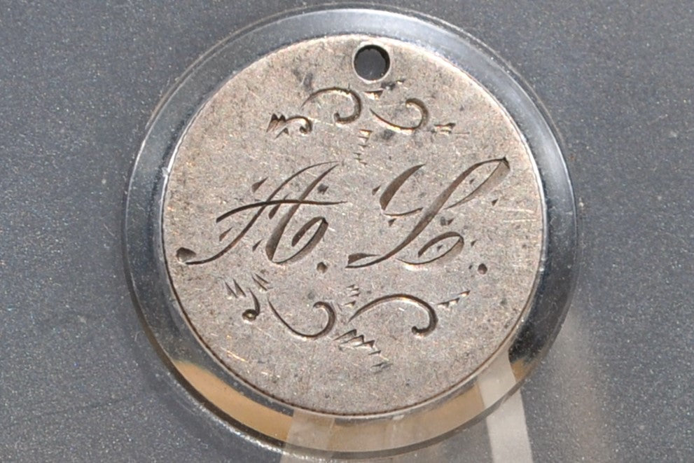 Genuine Antique Love Token, AL - Made From an 1877 Silver Dime - Beautiful Scroll Work, 1800s Silver Love Token, "AL" Love Token