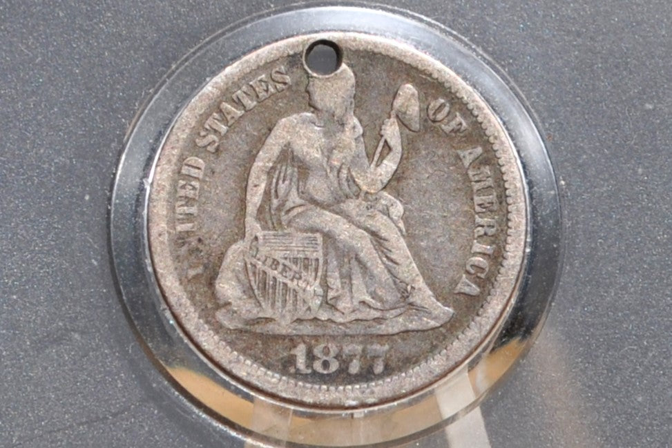 Genuine Antique Love Token, AL - Made From an 1877 Silver Dime - Beautiful Scroll Work, 1800s Silver Love Token, "AL" Love Token