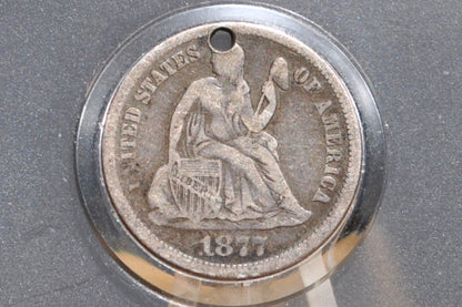 Genuine Antique Love Token, AL - Made From an 1877 Silver Dime - Beautiful Scroll Work, 1800s Silver Love Token, "AL" Love Token