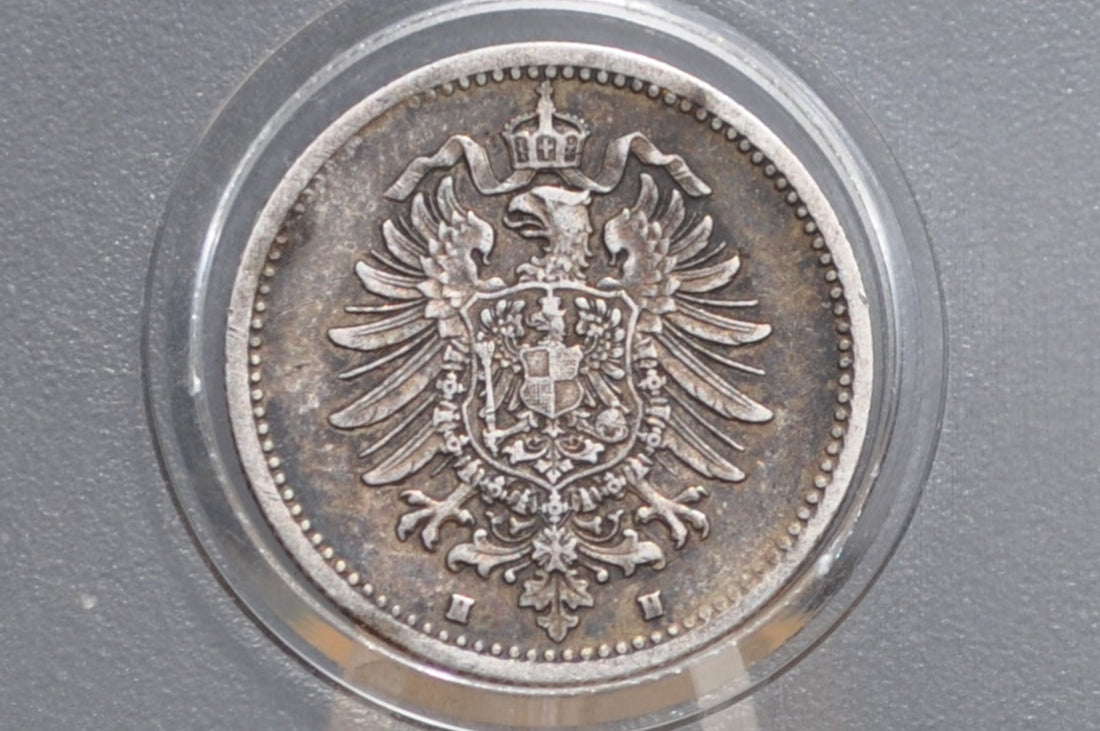 Silver 1876 German 50 Pfennig - Darmstadt H Mint Mark - XF Condition - German Empire 1876, Silver Pfennig 1876H, Great Coin -