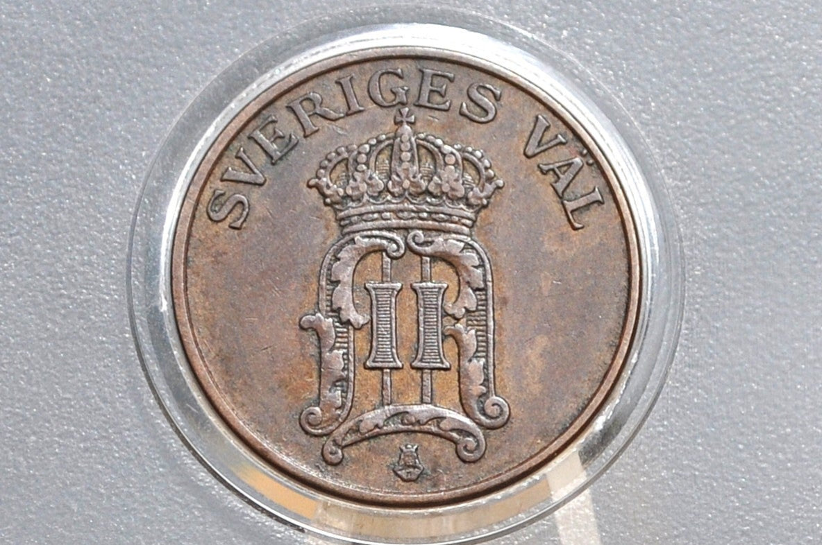 1907 Swedish 2 Ore Coin - Uncirculated Condition - 1907 Sweden Two Ore, Great for Birthdays, Jewelry, Collections, Sweden 2 Ore