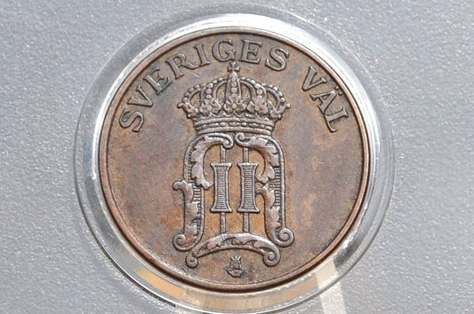 1907 Swedish 2 Ore Coin - Uncirculated Condition - 1907 Sweden Two Ore, Great for Birthdays, Jewelry, Collections, Sweden 2 Ore