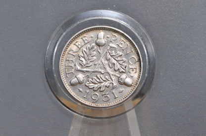 1931 Britain 3 Pence Silver - Uncirculated Condition - Britain Silver Threepence - George V - Higher Grade