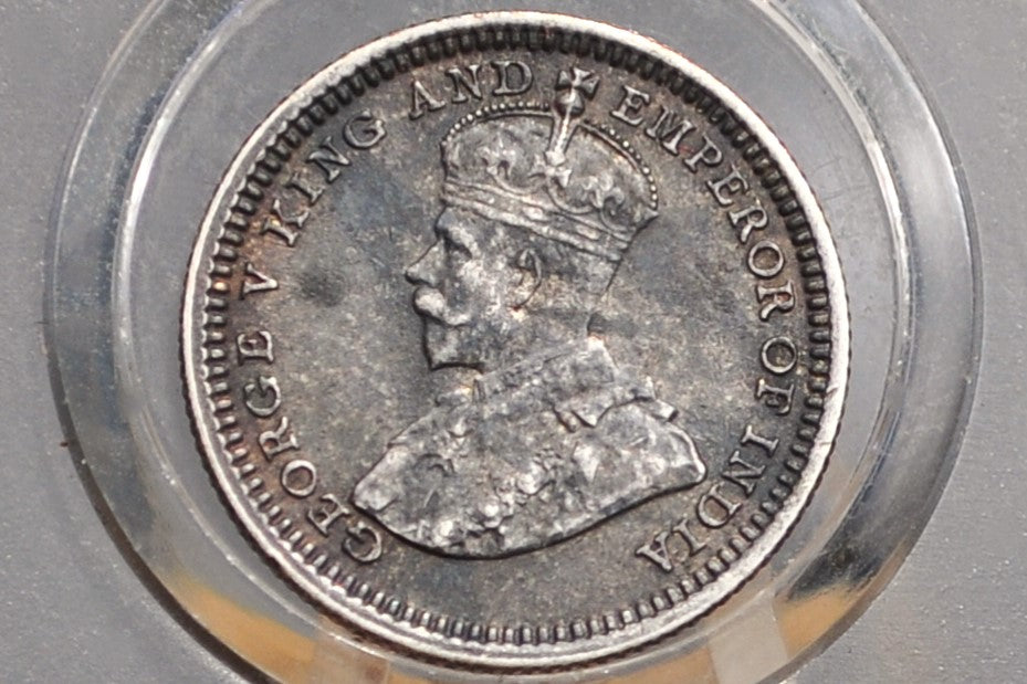 1933 Hong Kong Silver Five Cents - AU Condition, Darkened - UK Hong-Kong Nickel 1933 - King George V -