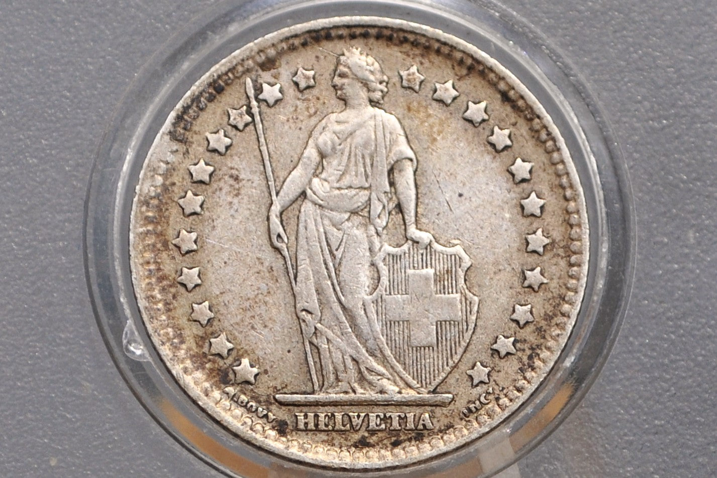 Silver 1944 Switzerland 1 Franc - XF Condition - Helvetica Standing 1 Franc - Federal State of Switzerland
