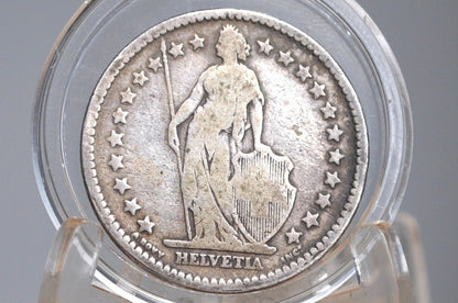 Rarer Silver 1886 Switzerland 2 Franc - Great Condition - Helvetica Standing 2 Franc -