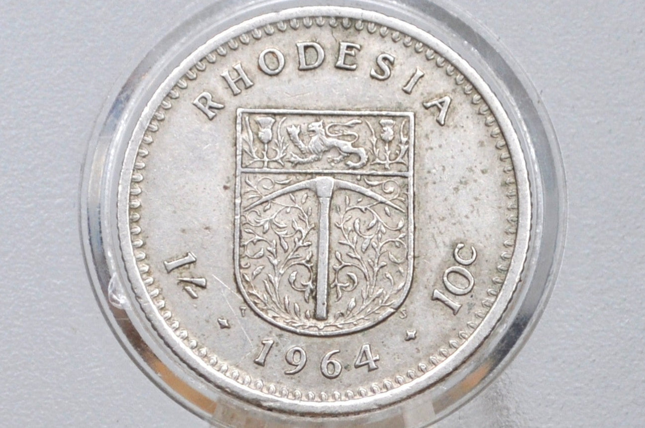 1964 Southern Rhodesia 1 Shilling/10 Cents Crown Colony Coin - Uncirculated Condition - Rhodesia Ten Cents Coin 1964 UK Issue