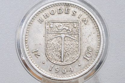 1964 Southern Rhodesia 1 Shilling/10 Cents Crown Colony Coin - Uncirculated Condition - Rhodesia Ten Cents Coin 1964 UK Issue