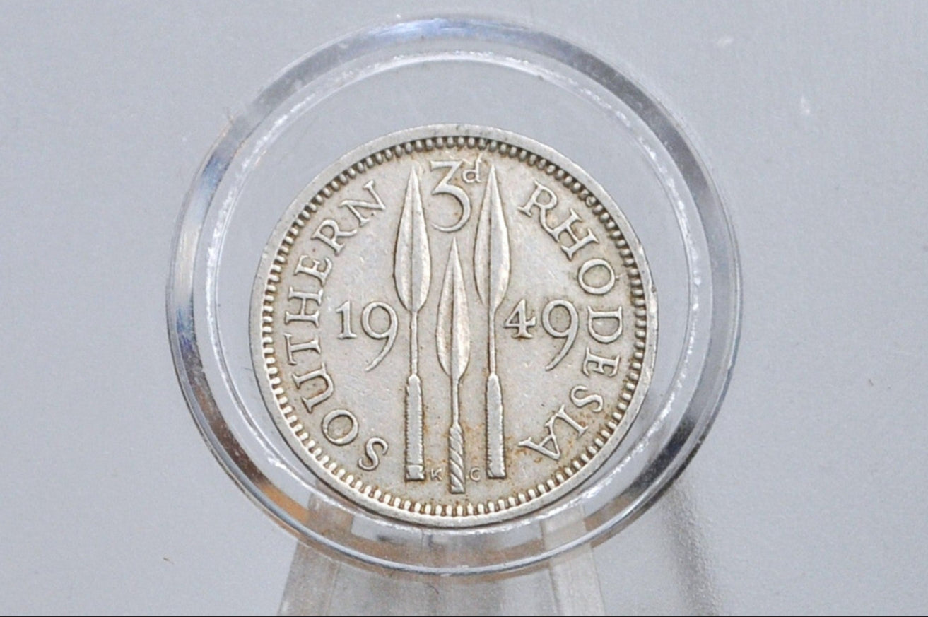 1949 Southern Rhodesia 3 Pence Crown Colony Coin - AU Condition - Rhodesia Three Pence Coin 1949 UK Issue