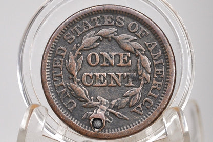 1846 Braided Hair Large Cent - Fine Details, Holed-Plugged - 1846 Coronet Cent - 1846 US Large Cent - Braided Hair 1839 to 1857