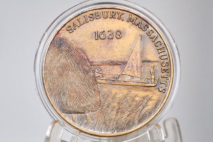 First Floating Bridge in America 1638 Salisbury, Massachusetts - 1638 1st Floating American Bridge in Massachusetts