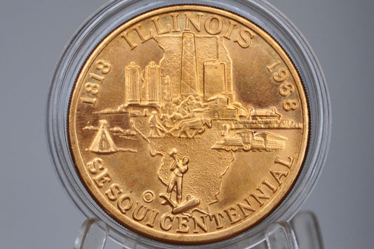 1968 Illinois Sesquicentennial Commemoration Token - 1818-1968 150th Anniversary Illinois Statehood Sesquicentennial Token