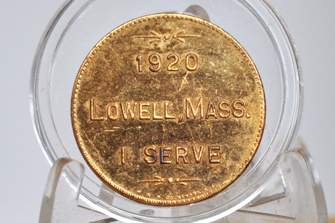 1920 Lowell, Mass. Community Service, Inc Token - Lowell Massachusetts 1 Serve Community Service Token 1920s