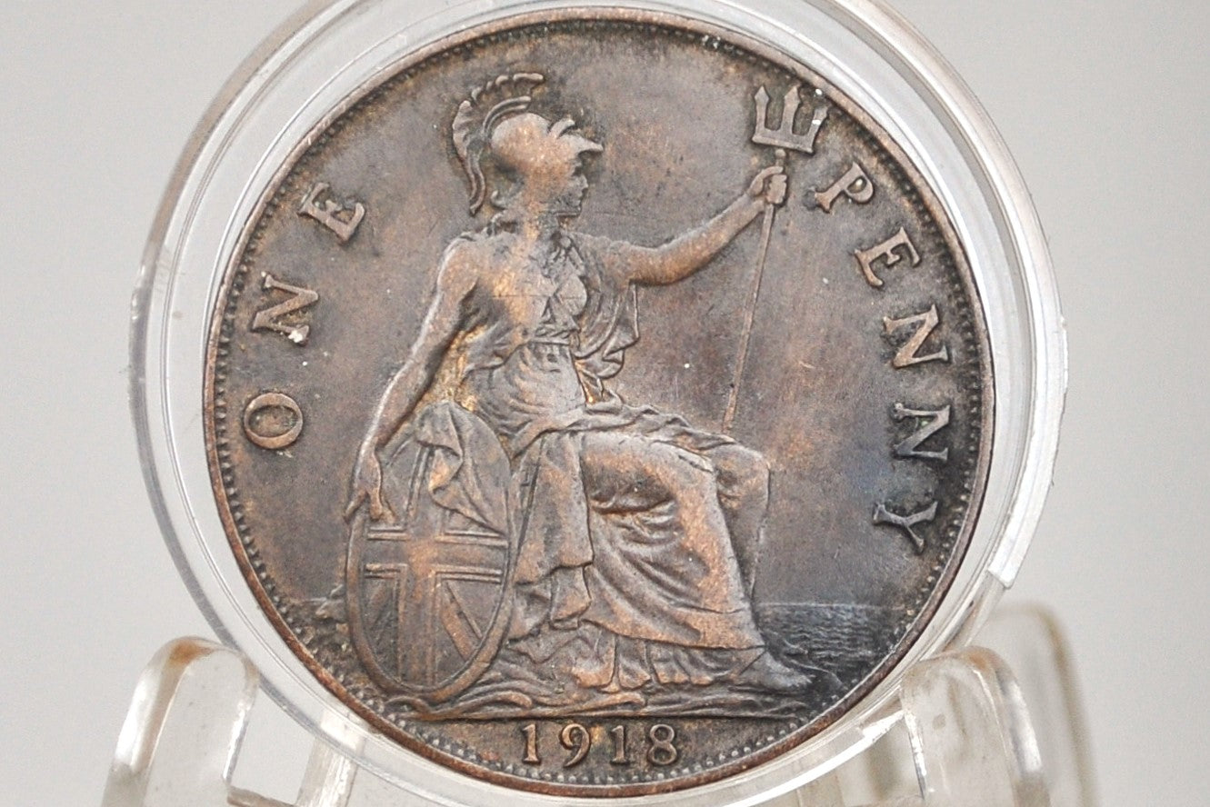 1918 Great Britain One Penny - Choose by Grade / Coin - UK Penny 1918 - Higher Grades!