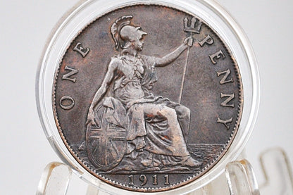 1911 Great Britain One Penny - Choose by Grade / Coin - UK Penny 1911 - Higher Grades