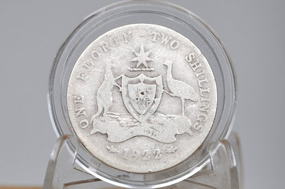Rarer 1922 One Florin/Two Shillings Australia - G/VG Condition - King George V - Australian One Florin 1922