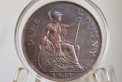 1931 Great Britain One Penny - Choose by Grade / Coin - UK Large Penny 1931 - Rare Find in this condition