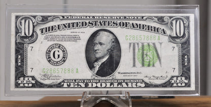1934 Federal Reserve 10 Dollar Note - Light Green Seal (Lgs) - XF Grade - Chicago (G) Issue - 1934 Ten Dollar Chicago Note - Fr#2004-G