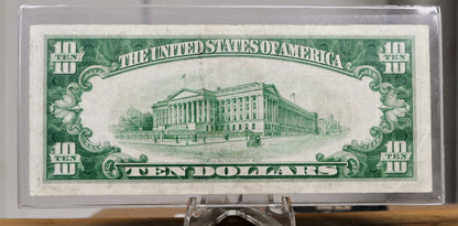 1934 Federal Reserve 10 Dollar Note - Light Green Seal (Lgs) - XF Grade - Chicago (G) Issue - 1934 Ten Dollar Chicago Note - Fr#2004-G
