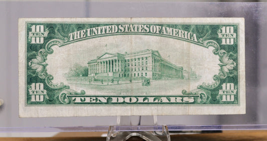 1928 10 Dollar Federal Reserve Numeric Note- Rare San Francisco (12) Issue - Redeemable In Gold - 1928 Ten Dollar Numeral Note - Fr#2000-L